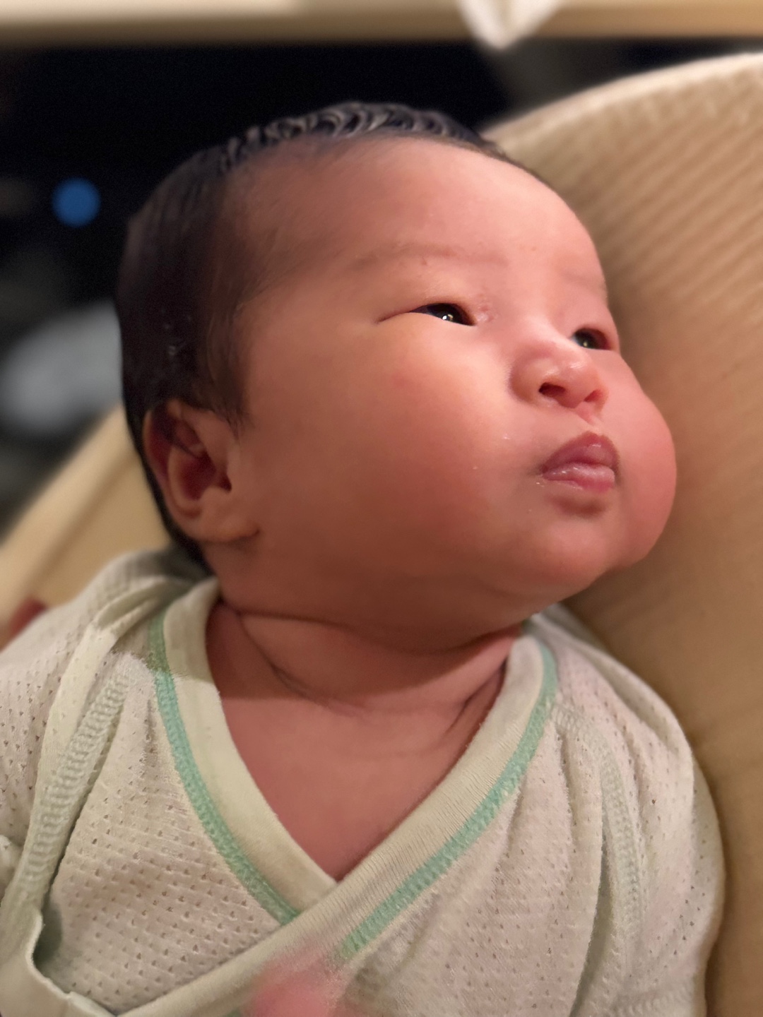 Then, her cheeks started to be blown..